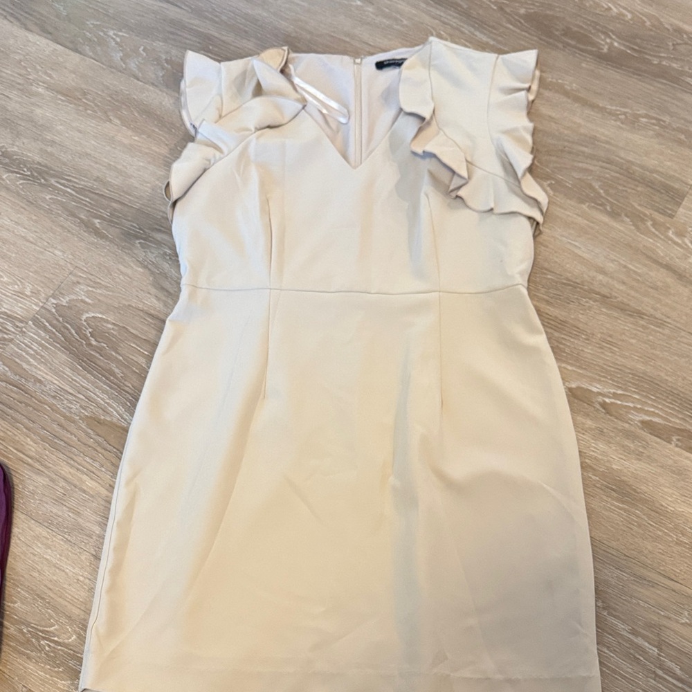 Elegant Cream Ruffle Sleeve Dress